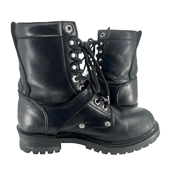 Harley Davidson Faded Glory Women's Motorcycle Black Leather Biker Boots Size 7 - Picture 5 of 16